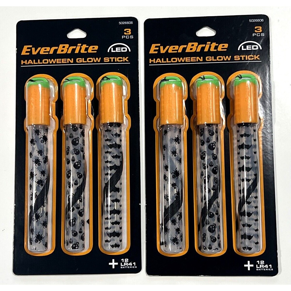 Lot of 2 EverBrite Halloween Glow Stick 6-Lumen LED Flashlight 66078